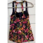 Land’s End Sz 10 Tankini Top Deep Sea Jungle Print Blouson Floral Halter Summer Photo 1