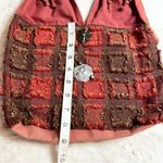 Bohemian Red & Brown Patchwork Shoulder Bag w/ Silver Elephant & Beaded Tassels Photo 7