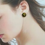 Gold Plated Round Abalone Pearl Seashell Earrings Photo 1