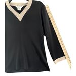 Misook Knit Top S Petite Black Cream Classic Blouse Career Minimalist Luxury Vtg Photo 5