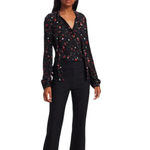 Derek Lam NWT  10 Crosby Evadne Floral Tie Front Blouse Black Size 2 Photo 2