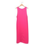 Amy K Su AKS Tencel Pinafore Jumper Maxi Buttoned Pockets Bright Pink Dress L Size L Photo 2