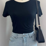 Wild Fable  Black Cropped Tee Shirt Top Photo 0
