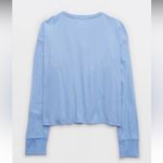 Aerie NWOT Long Sleeve Cropped Graphic Boyfriend T-Shirt Blue size S Photo 3