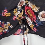 Anthropologie First Monday Top Womens M Black Floral Cinch Front Boho Cottage Photo 3