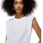 Aritzia  Babaton White Sleeveless Crewneck Shoulder Pad Tank Top Shirt size Small Photo 1