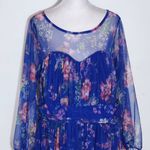 Candalite Women's Blue Floral Dress Size 1X Plus Size Wedding Guest Dress Photo 2