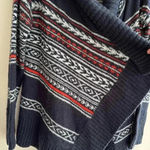 Romeo + Juliet Couture Nordic Print Sweater Cardigan, Navy Blue/White/Orange, M Photo 7