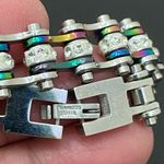 Rainbow Stainless Steel Bling Mini Motorcycle Bike Chain Bracelet 28.7g Photo 15