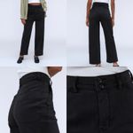 Everlane The Organic Wide-Leg Pant Cotton Double Button Cropped Black NWT Size 2 Photo 4