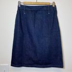 St. John SPORT Double Front Slit Mini Denim Skirt Dark Wash Navy/Black Sz Small Photo 0