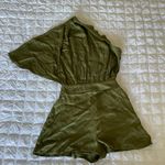 Michael Costello X revolve Green Satin Romper Photo 4