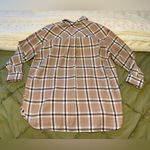 New Look  Tan and White Plaid Button-Down Shirt Photo 1