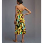 Anthropologie maeve small strapless midi sunflower print dress Photo 4