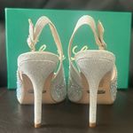 Lauren Lorraine Rachel Silver Shimmer Pointed Toe Embellished Slingback Pumps Photo 3