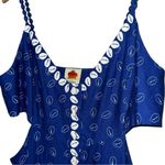 Farm Rio  Women’s Size L Blue White Pula Conch Shell Print Ondina Dress Photo 5