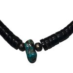 Vintage Navajo Sterling Silver Turquoise & Shell Heishi Bead Necklace Black Photo 2