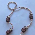 Monkeys Beaded Necklace Birthday pool party VTG Brown Photo 3