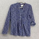 HD in Paris  Anthropologie Women's Half Button Down Shirt Blue Size 04 Chevron Photo 1