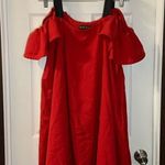 Umi Eason Red Cold Shoulder Short Ruffle Sleeve Dress L Size L Photo 0