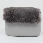 O Bag Italy Eva Compound Handbag Rubber Faux Fur Flap Magnetic Closure Grey Obag Gray Photo 3