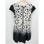 Milly Ombre Camellia Coco Dress Women Size 8 Black White Floral Cap Sleeve Mini Photo 1