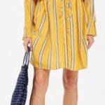 Topshop  Dress Womens Size US 4 UK 8 Yellow Stripe Drawstring Waist Shirt Photo 0