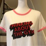 WILD FOX Pink Contrast Trim Thinking About Going To The Gym Slogan Tee Sz MD NWT Photo 11