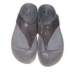 FitFlop Lulu Rhinestone embellished wobble Board t-strapped sandals size 7 black Photo 0