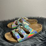 Birkenstock Florida Three-Strap Holographic Silver Slide Sandal SzEU38 L7 - M5 Photo 2