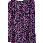 Vintage Womens Black Purple Floral Wide Leg Elastic Waist Skirt Size M Photo 0