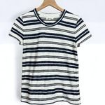 Madewell Navy & White Short Sleeve Hi-Fi Shrunken Tee in Vonda Stripe Sz S Photo 1