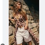 Free People Via Gingham Cotton Seersucker Sundress Brown Photo 2