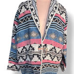 Vintage Southwestern Woven Jacket Muted Blue Red Geometric Western Coat Rodeo Size L Photo 0