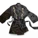 Judith Hart Short Satin Robe Black Photo 1