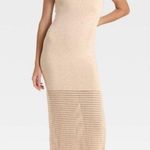 Universal Threads Universal Thread Knit Tank Midi Dress Beige Square Neck Sleeveless Sheer Hem L Photo 0
