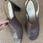 Madewell  Vintage 90s retro calico Brown leather block heel mule sandals sz 7.5  Photo 0