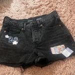 Old Navy Black Jean Shorts with Distressed Hem and Patchwork Photo 0