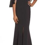 Jay Godfrey Jay By  Black Flutter Chiffon Overlay Cold Shoulder Naomi Gown Dress Photo 0
