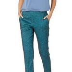 Theory NEW Treeca Pull On Cropped Ankle Pant Linen Blend Teal Fiji Melange 10 Photo 0