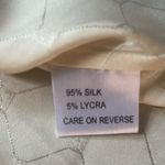 St. John Collection Cream Gold Long Sleeve Silk Button Down SJ Print Top Size 2 Photo 5