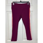 Athleta Contender Side Stripe Capri Leggings in Powerlift Burgundy Purple Small Photo 1