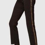frame denim Frame Le High Hi Rise Straight Gold Sparkle Velvet Trim Black Jeans Photo 1