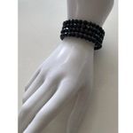 Vintage Faceted Black Gold 3 Beaded Strand Bracelet Unbranded Luxury Sz 7” Photo 9