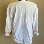 White long sleeve embroidered vneck w/ lace top Size M Photo 3