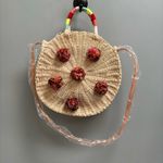 J.Crew  Circle Straw Tote Bag Crossbody in Pom Pom Photo 3