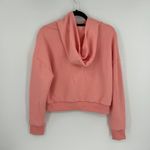Pink Cropped Quarter Zip Hoodie Fleece Lined Thumbholes Athletic Size XS Photo 1