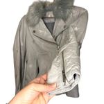 Samantha Sipos Seeing Stars Leather Faux Fur Lined Jacket Size Extra Small Gray Photo 6