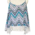 Jolt loose flowy size L top with adjustable straps lace bottom blue white yellow Photo 0