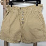 Topshop  Paper Bag Tan Button Fly Shorts‎ Size 12 Photo 1
